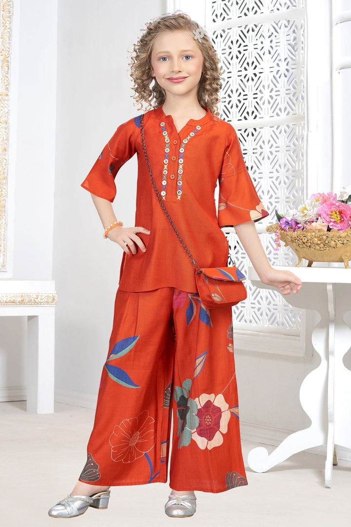 Brick Multicolor Digital Print Co-ord Set for Girls