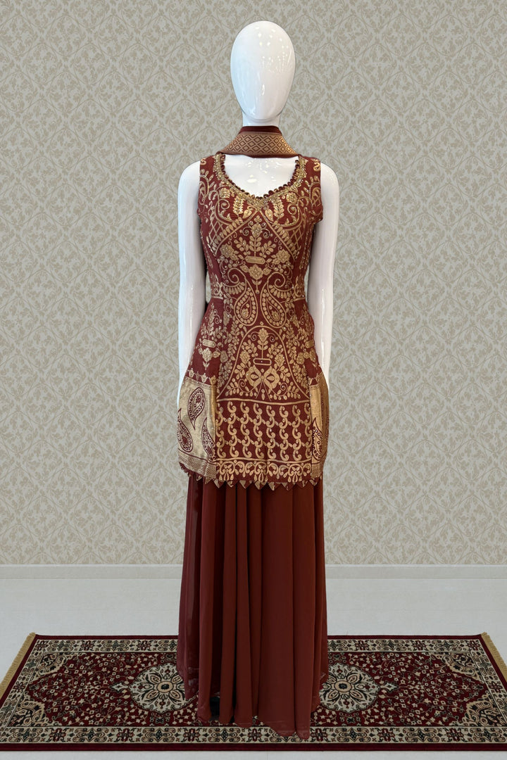 Elegant Palazzo Set with Intricate Stone, Beads and Banaras