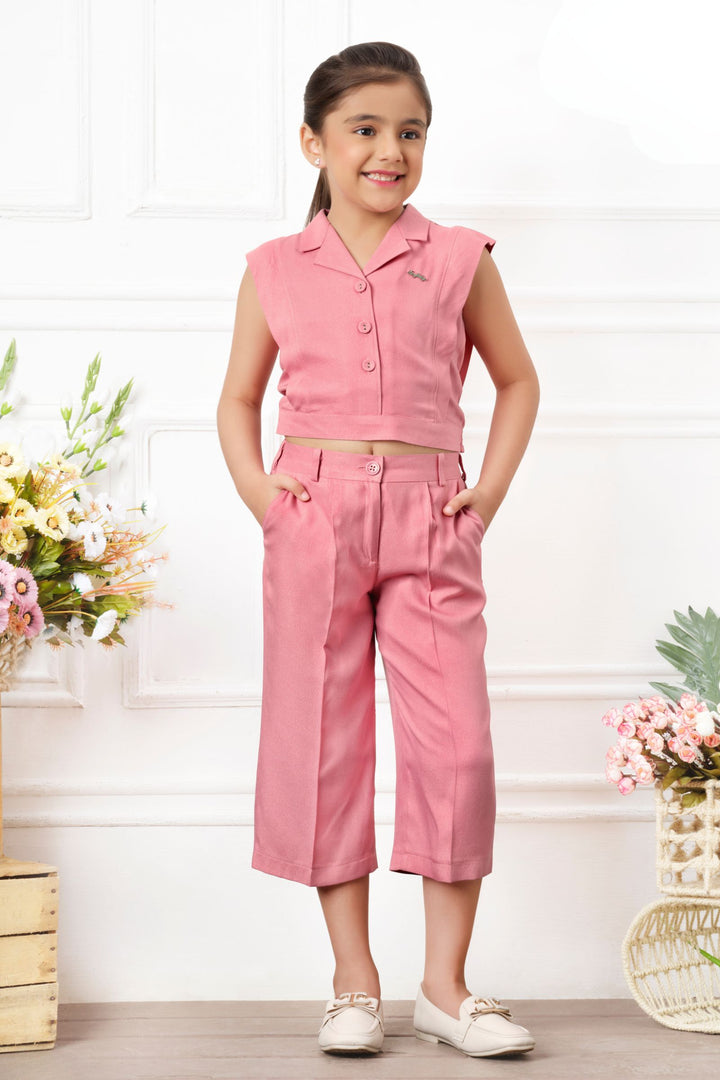 Onion Pink Top and Culottes for Girls