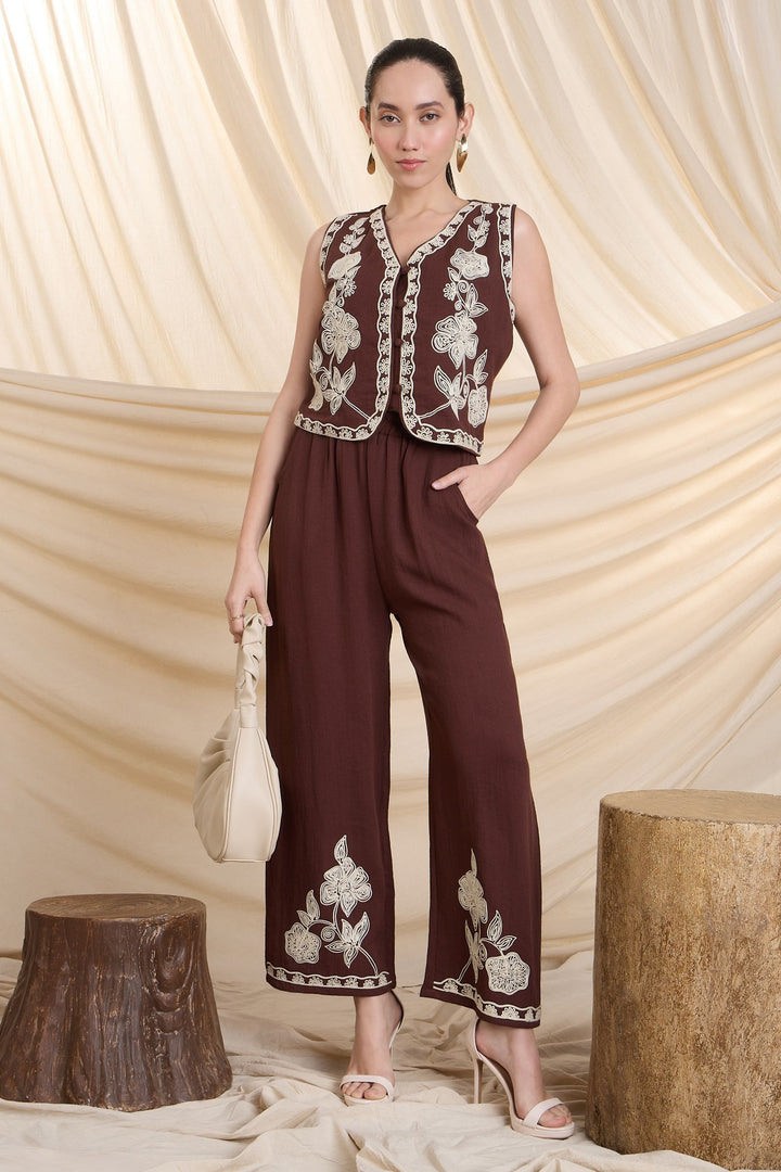 Dark Brown Thread work Cord Set