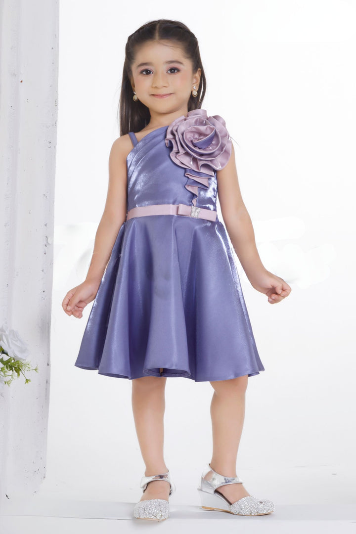 Flint Purple Short Partywear Frock for Girls