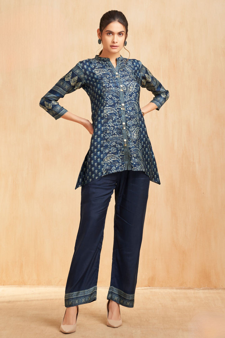 Navy Blue Digital Print Cord Set