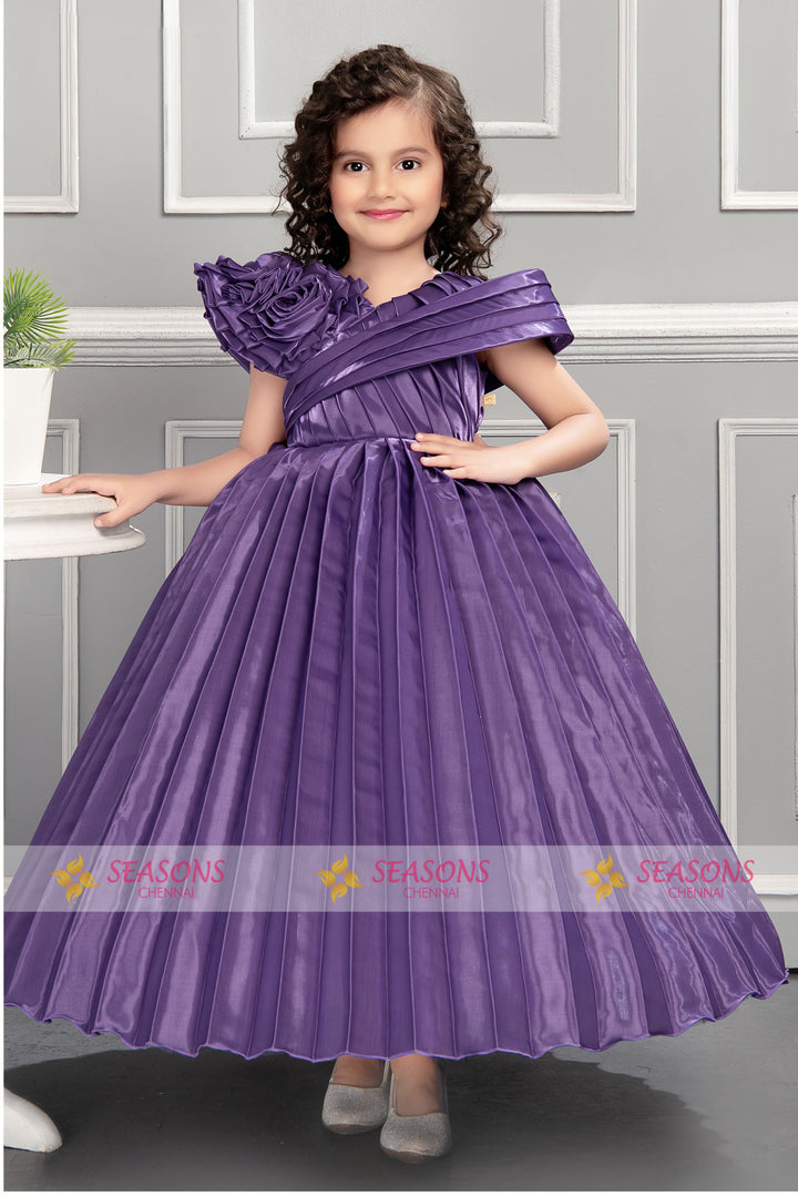 Lavender Long Party Frock for Girls