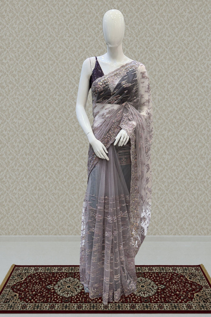 Premium Party Wear Net Saree with Heavy Embellished Border