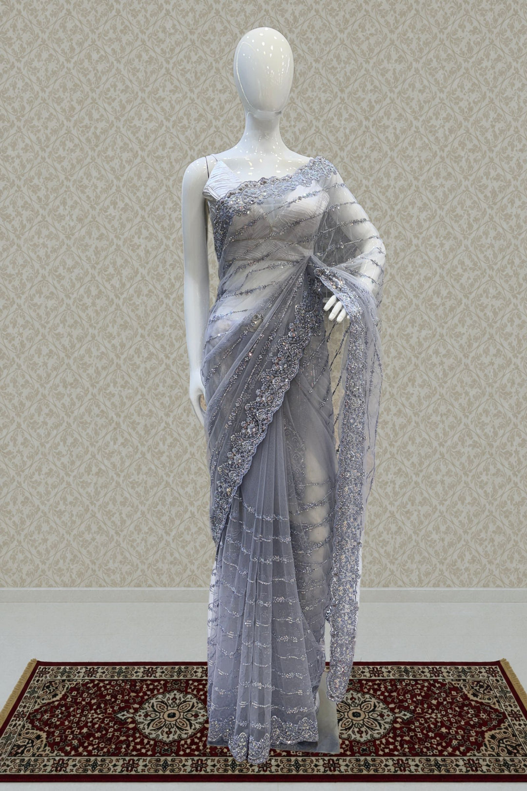 Premium Party Wear Net Saree with Heavy Embellished Border
