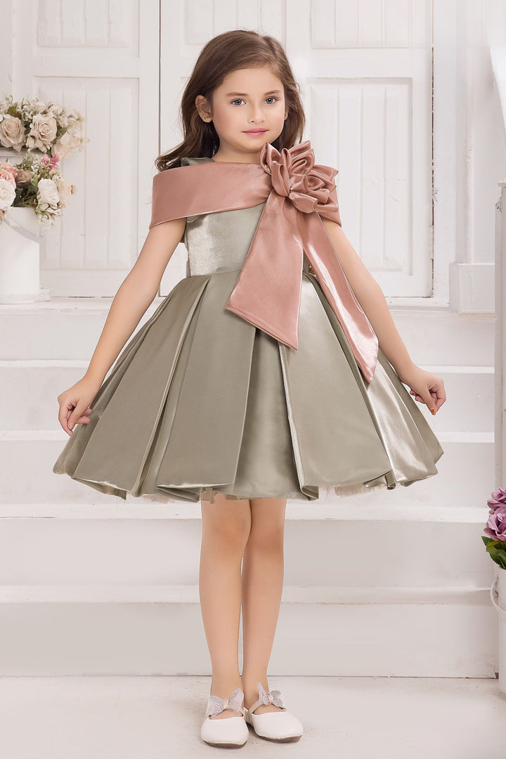 Pista Green Short Partywear Frock for Girls