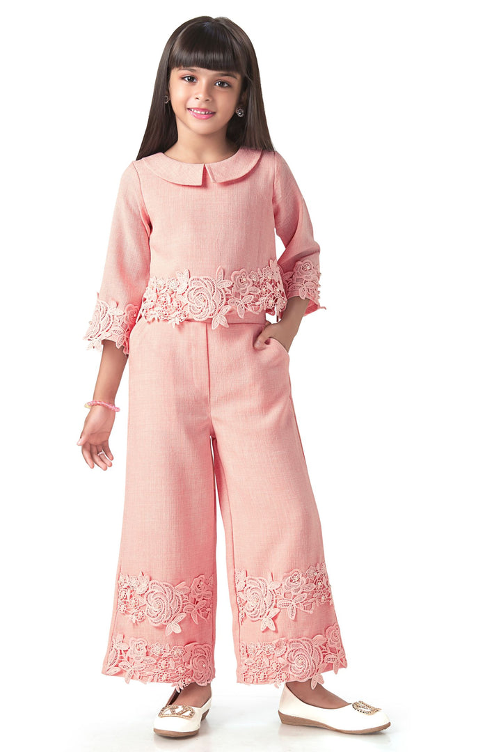 Peach Top and Palazzo Set for Girls