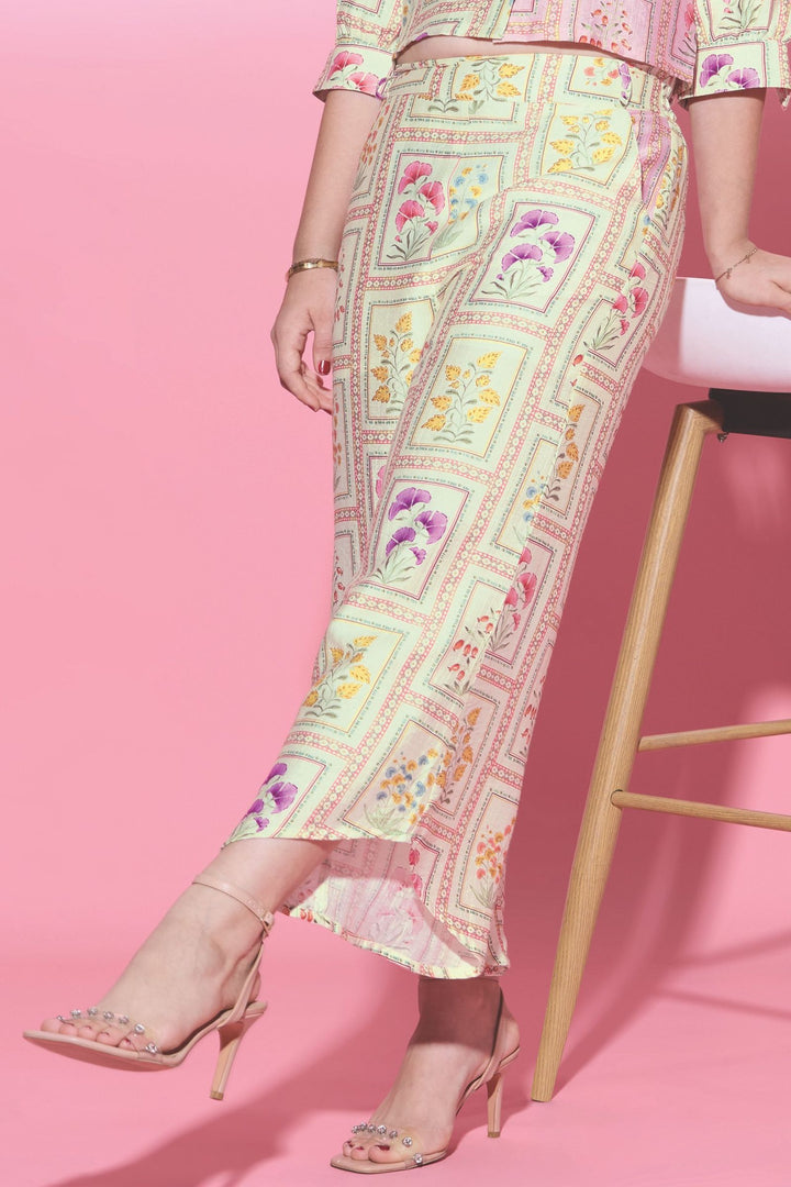 Cream with Multicolor Digital Print Co-ord Set for Girls