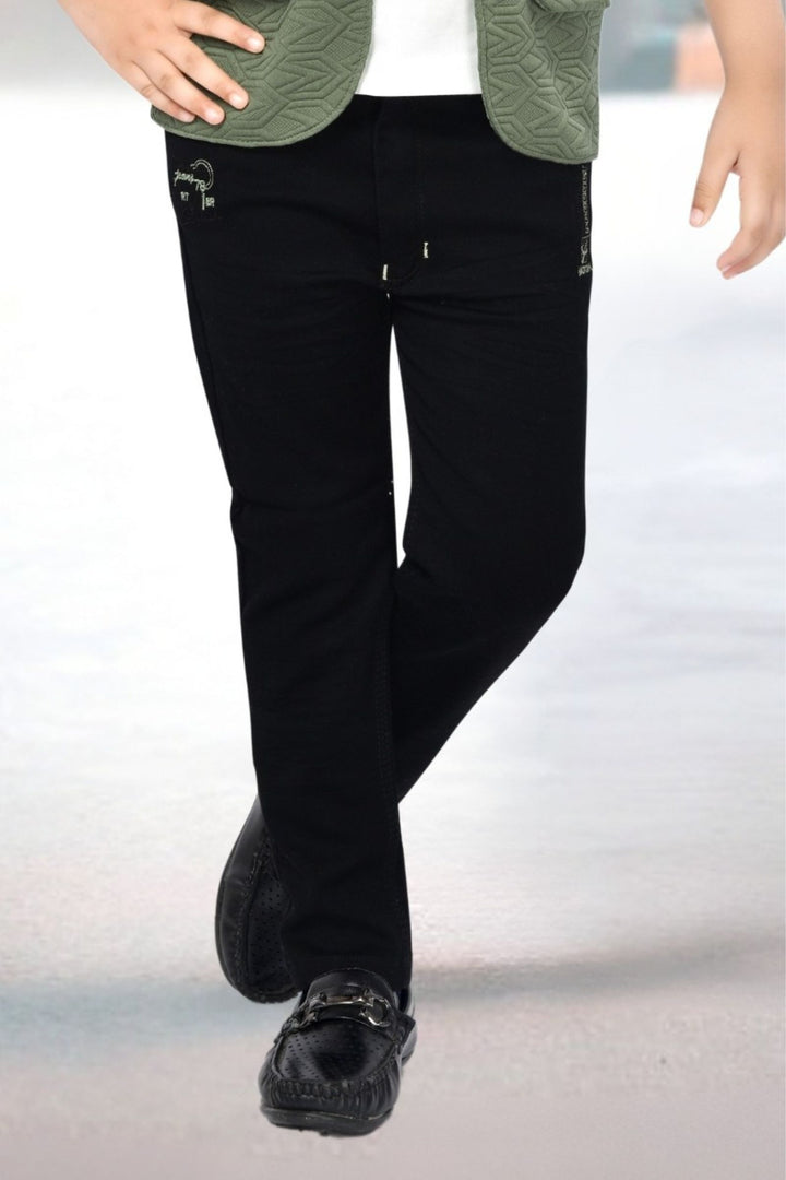 Green with White Printed Blazer, T-Shirt and Black Pant Set for Boys with Belt