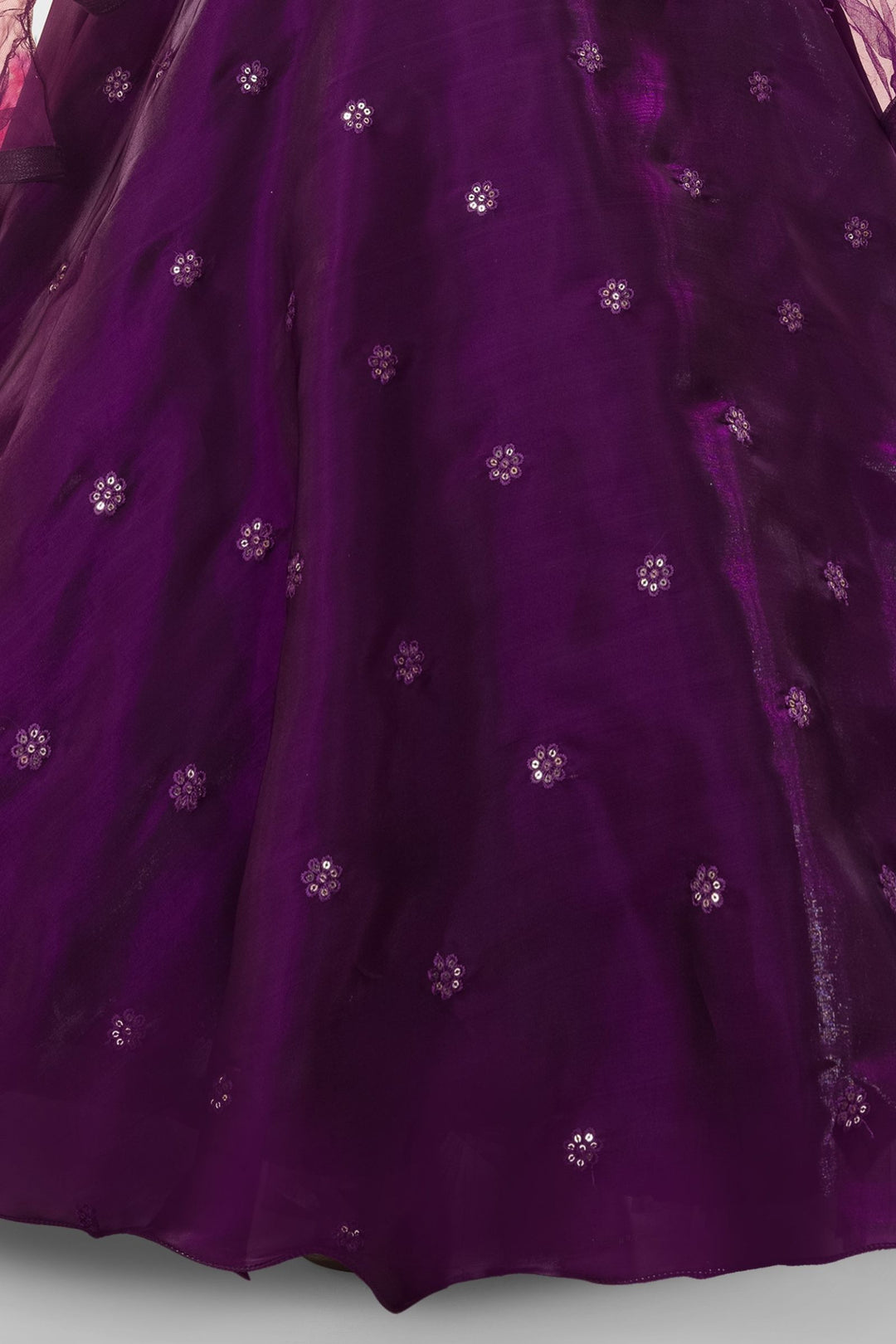 Purple Mirror, Stone, Thread, Sequins and Zari work Lehenga Choli for Girls