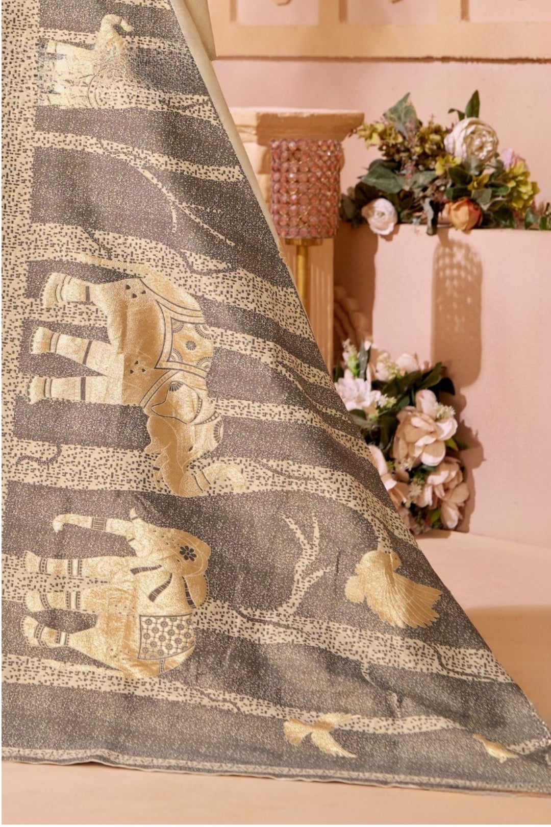 Cream Banaras work Straight Cut Salwar Suit