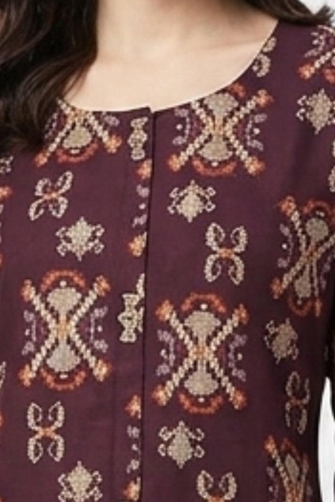 Wine Digital Print Calf Length Kurti