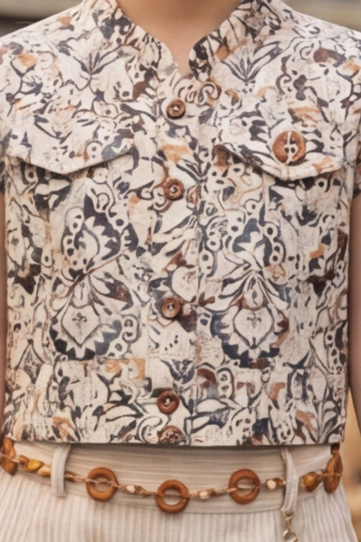 Half White with Multicolor Digital Print Top and Pant Set for Girls