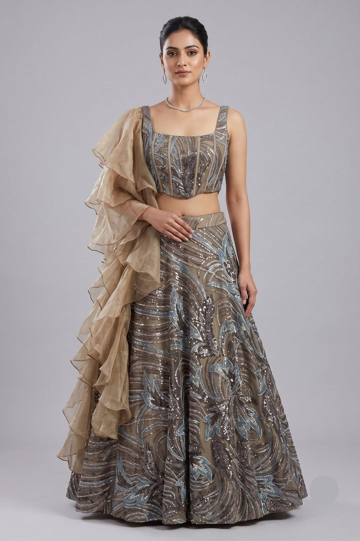 Designer Lehenga with Intricate Beads and Sequins work