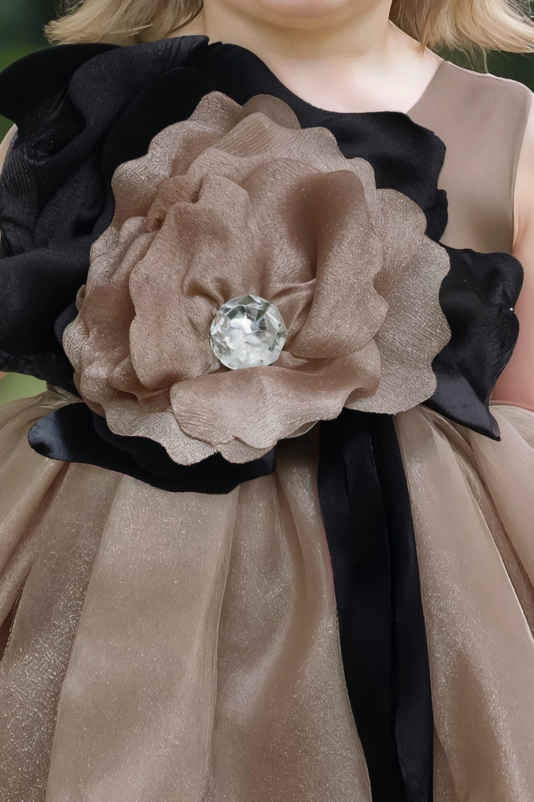 Brown Partywear Short Frock for Girls