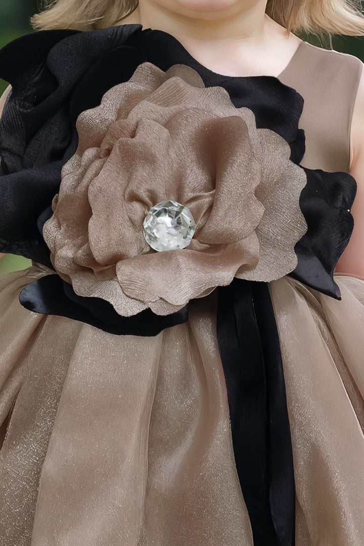 Brown Partywear Short Frock for Girls