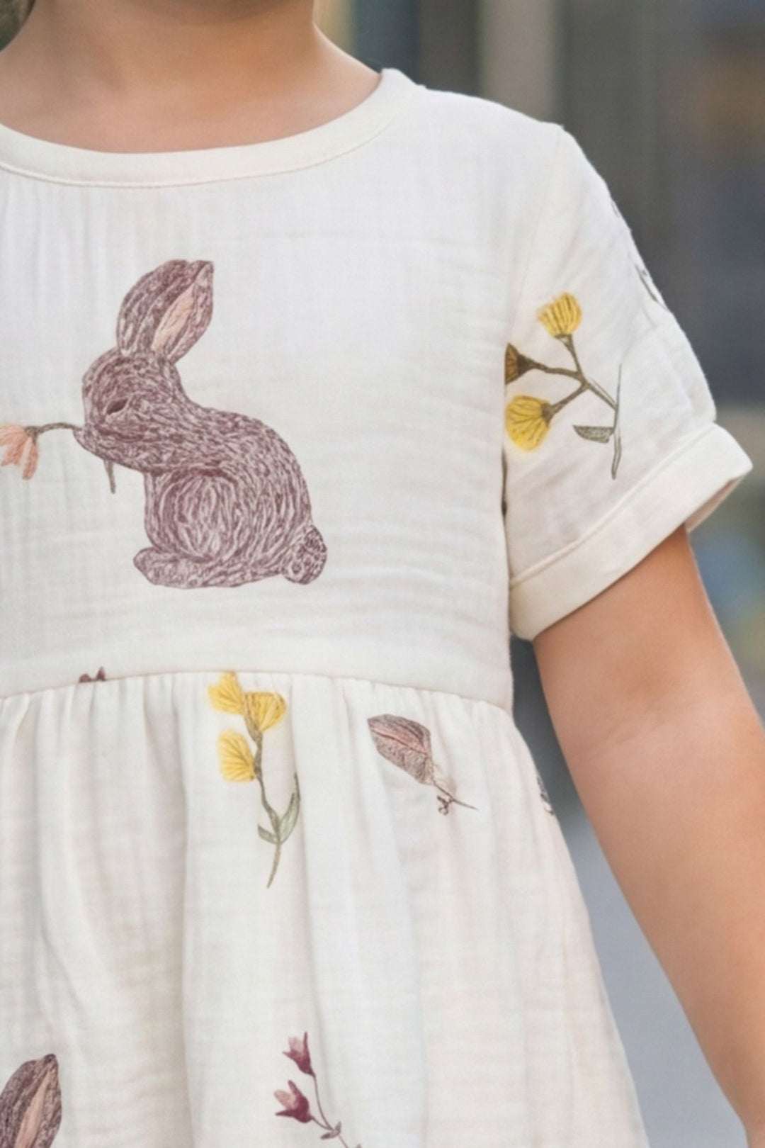 Half White Short Frock For Girls