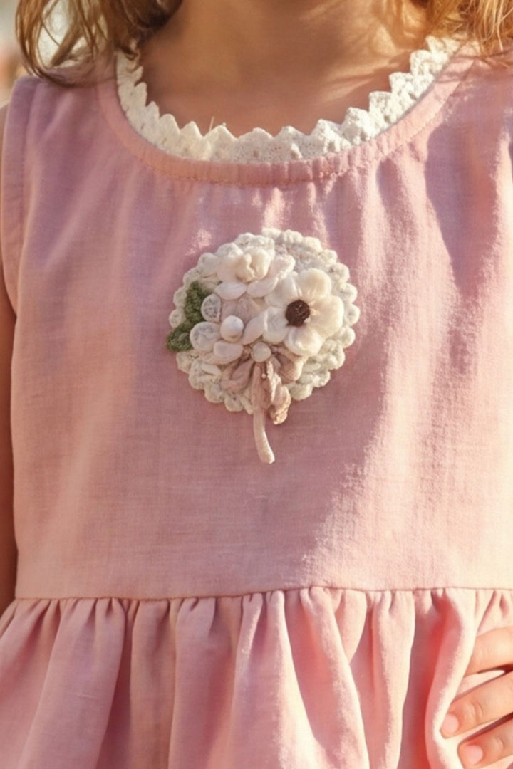 Baby Pink Lace work Top and Palazzo Set for Girls