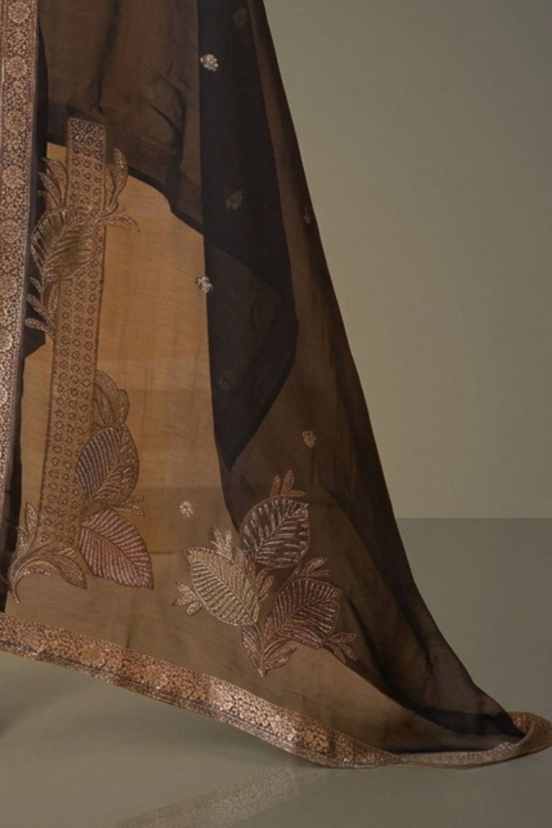 Black Beads, Stone, Banaras and Sequins work Straight Cut Salwar Suit