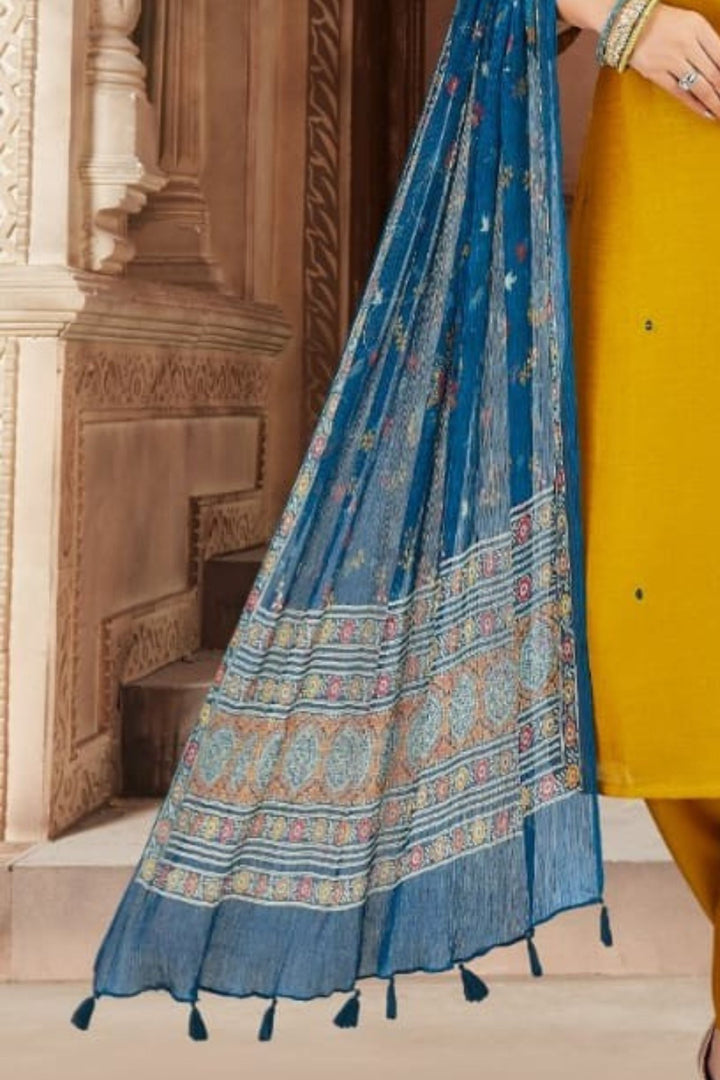 Olive Green Mirror, Zari and Thread work Straight Cut Salwar Suit