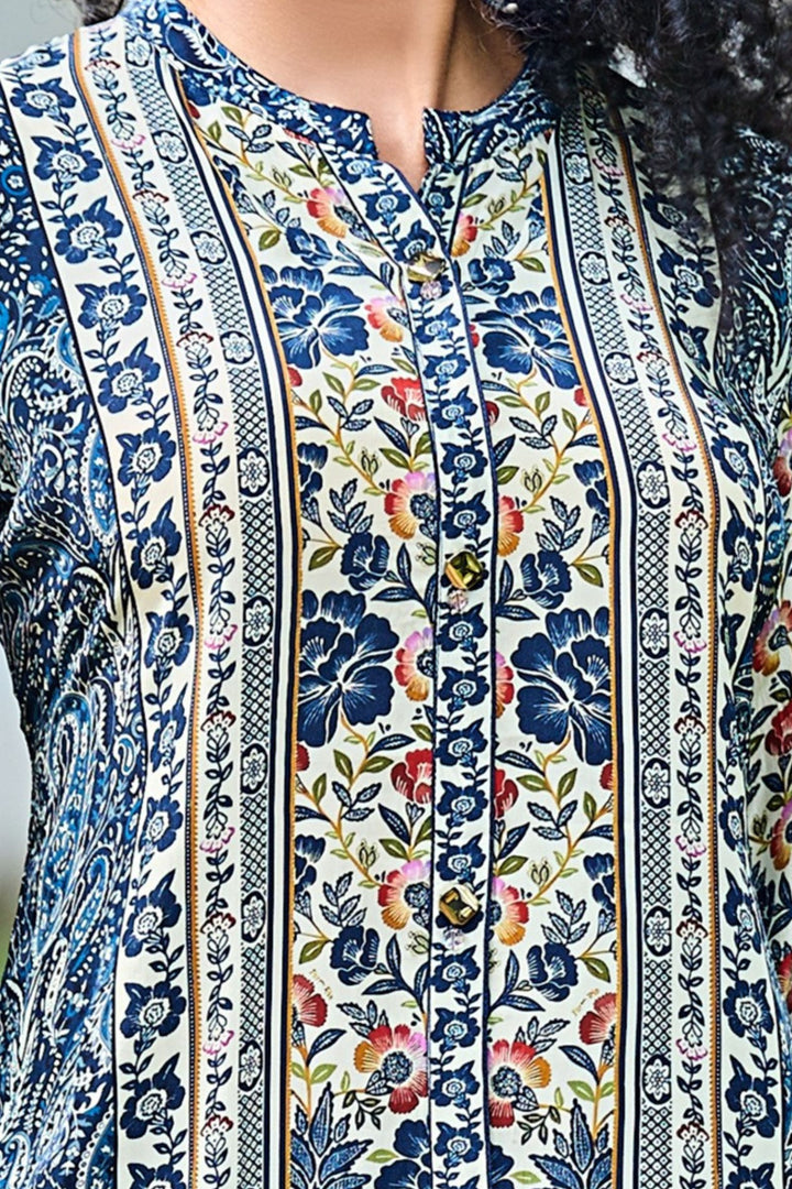 Navy Blue Digital Print Cord Set