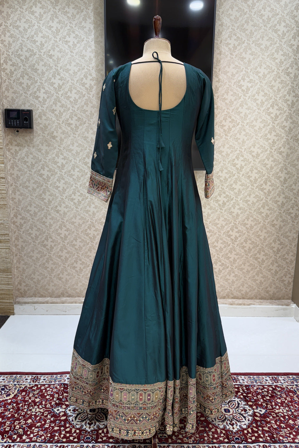 Peacock Green Multicolor Embroidery, Zardozi, Sequins and Pearl work F Seasons Chennai Peacock Green Multicolor Embroidery, Zardozi, Sequins and Pearl work F Seasons Chennai