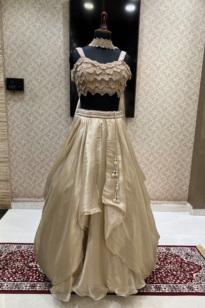 Mousse Beads and Sequins work Crop Top Lehenga