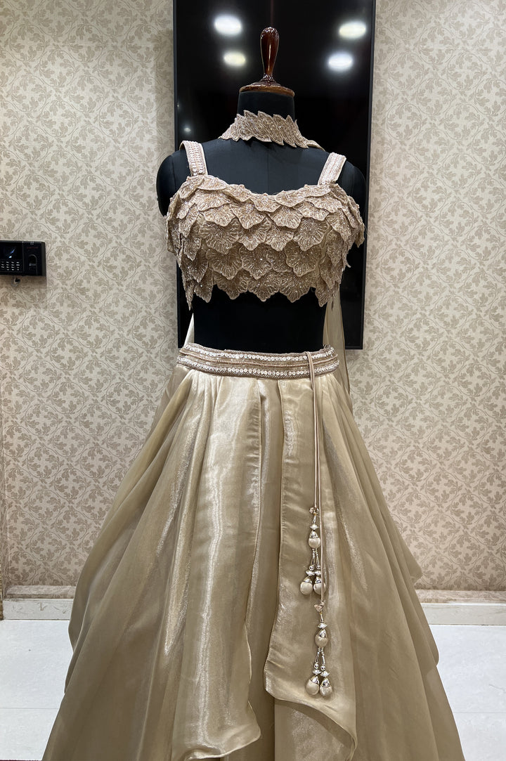 Mousse Beads and Sequins work Crop Top Lehenga