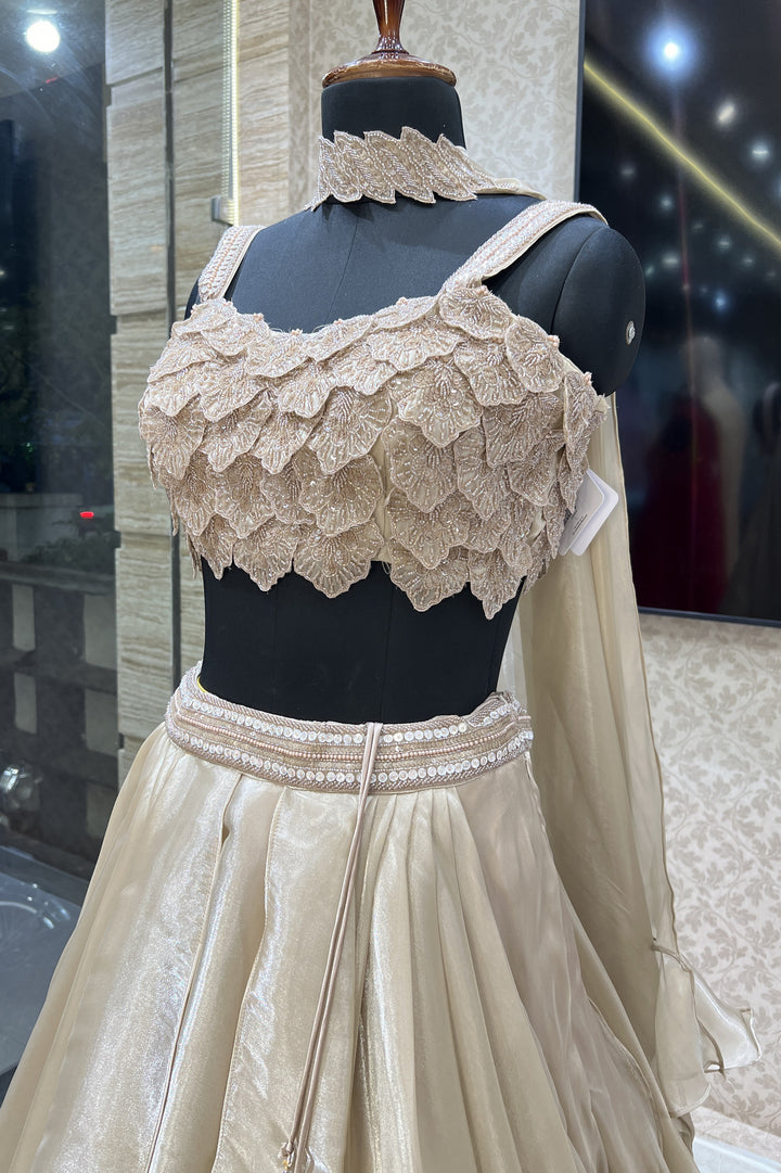 Mousse Beads and Sequins work Crop Top Lehenga