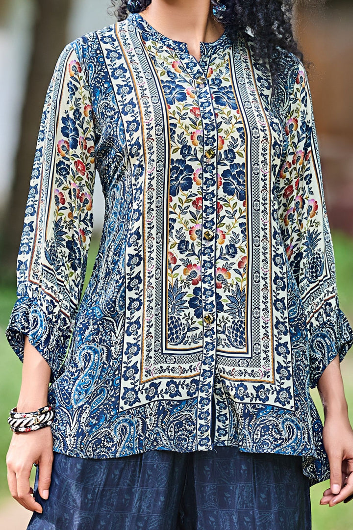 Navy Blue Digital Print Cord Set