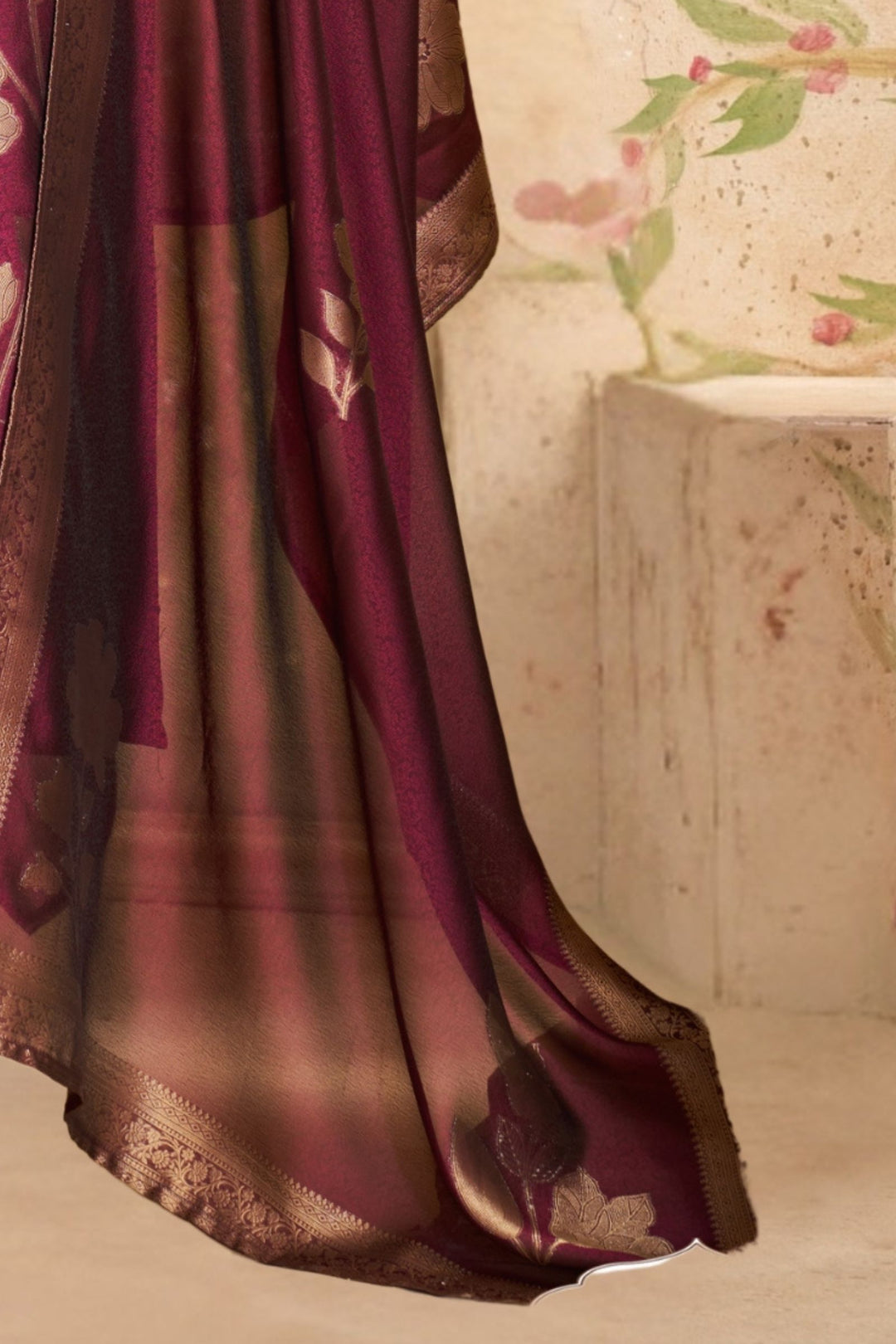 Wine Zari, Beads and Stone work Straight Cut Salwar Suit