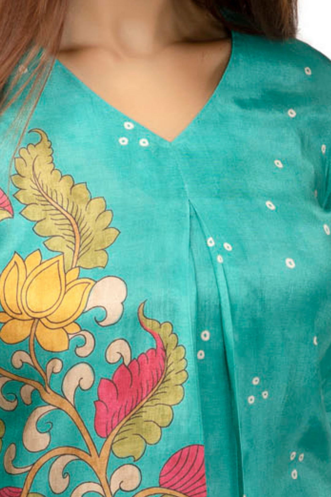 Rama Blue Floral Print Short Kurti