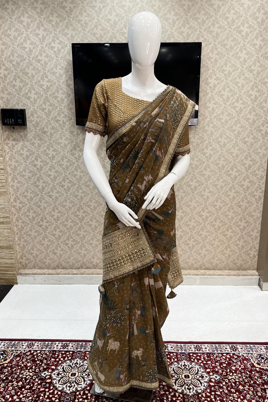 Coffee Brown Saree - Buy Coffee Brown Saree online in India