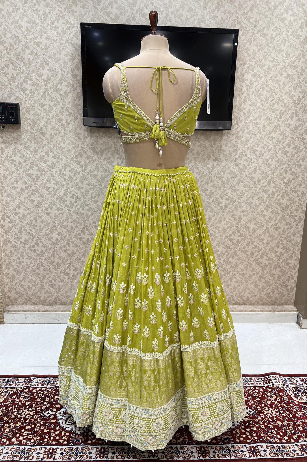 Traditional Parrot Green Sharara Dress For Girl