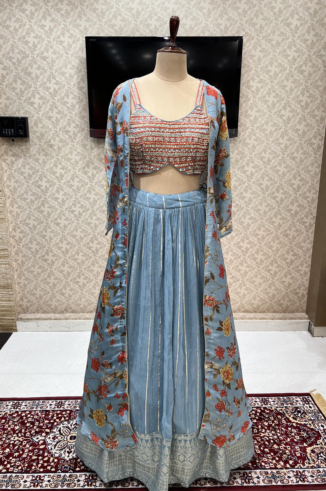 Embroidered Semi Stitched Lehenga & Crop Top Price in India - Buy  Embroidered Semi Stitched Lehenga & Crop Top online at Shopsy.in