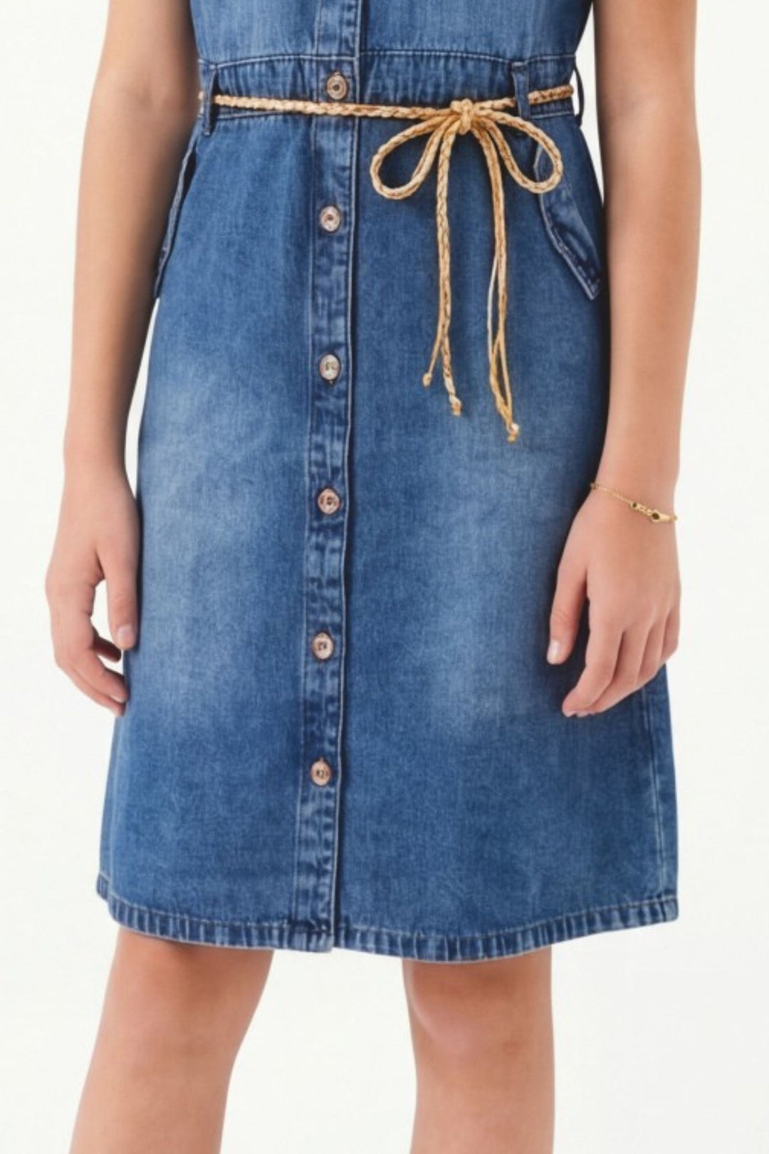 Blue Short Frock for Girls with Belt