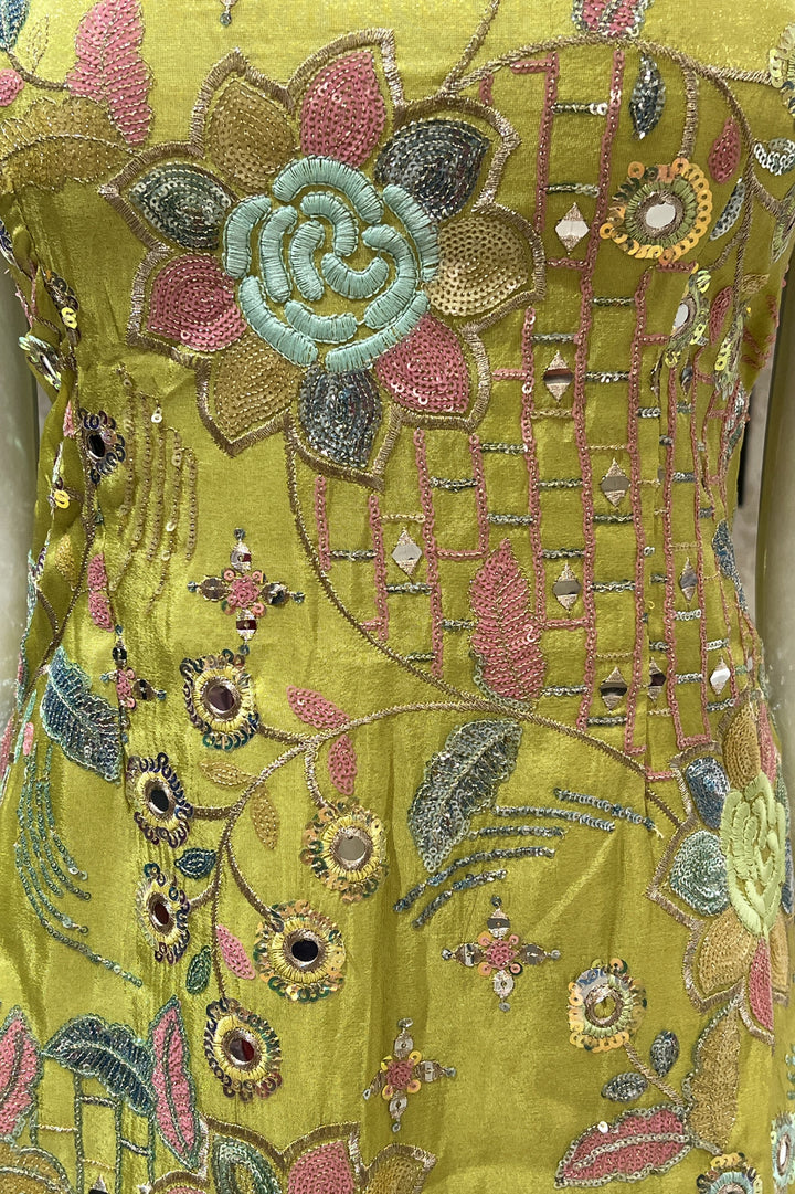 Liril Green Multicolor Embroidery and Sequins work Palazzo Salwar Suit