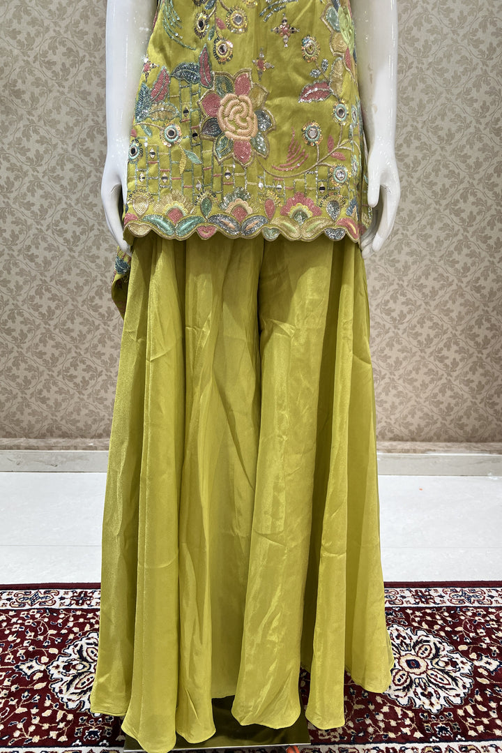 Liril Green Multicolor Embroidery and Sequins work Palazzo Salwar Suit