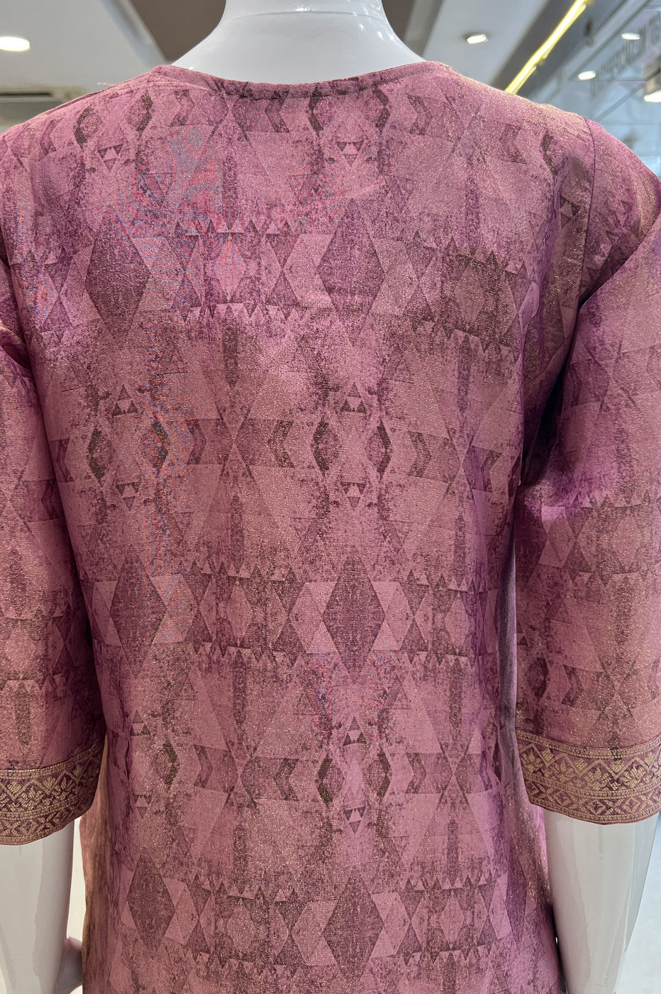 Rose Pink Beads, Sequins, Banaras and Thread work Straight Cut Salwar Suit