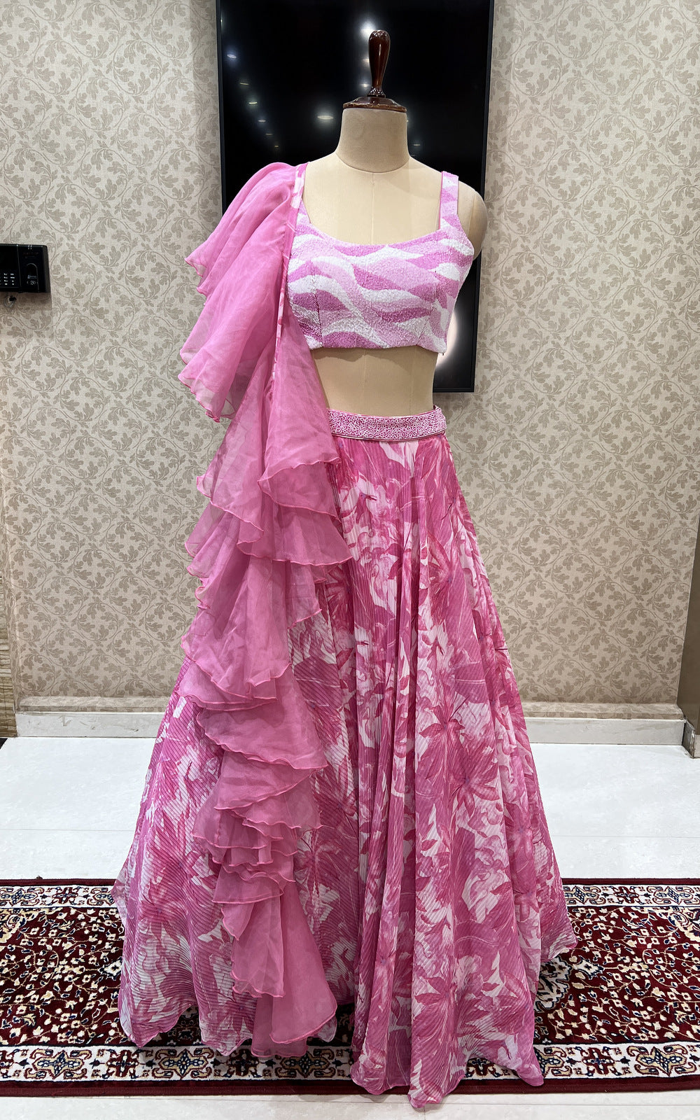 Cerise Pink Designer Soft Net Lehenga Choli – MySilkLove