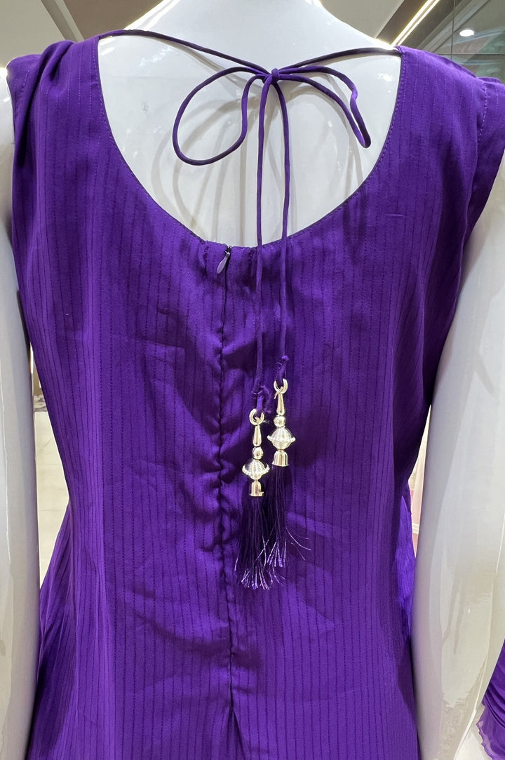 Purple Mirror, Zari, Stone and Thread work Straight Cut Salwar Suit