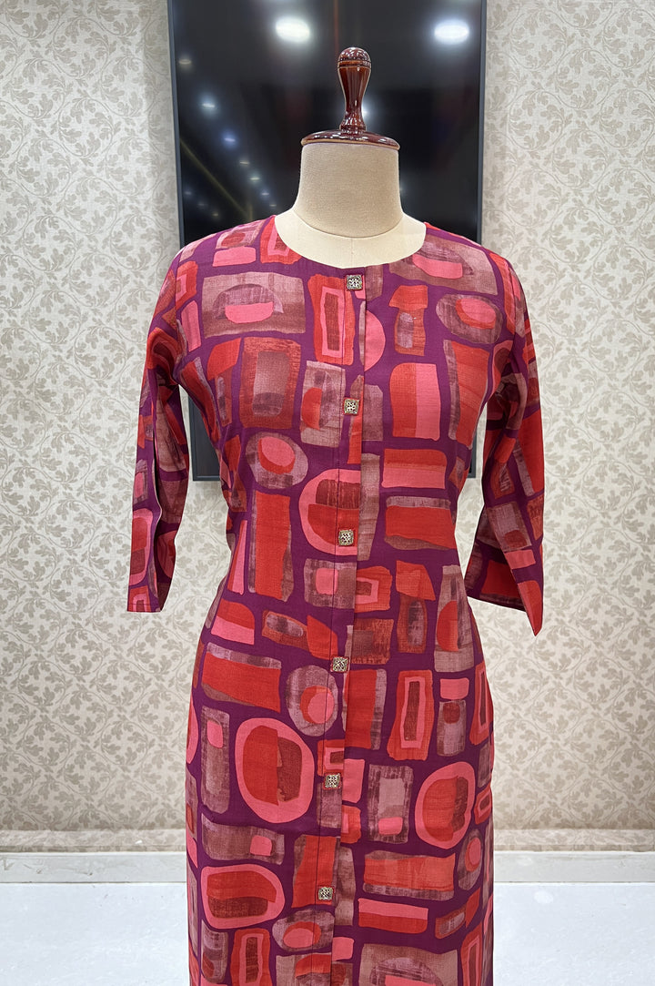 Multicolor Digital Print Calf Length Kurti