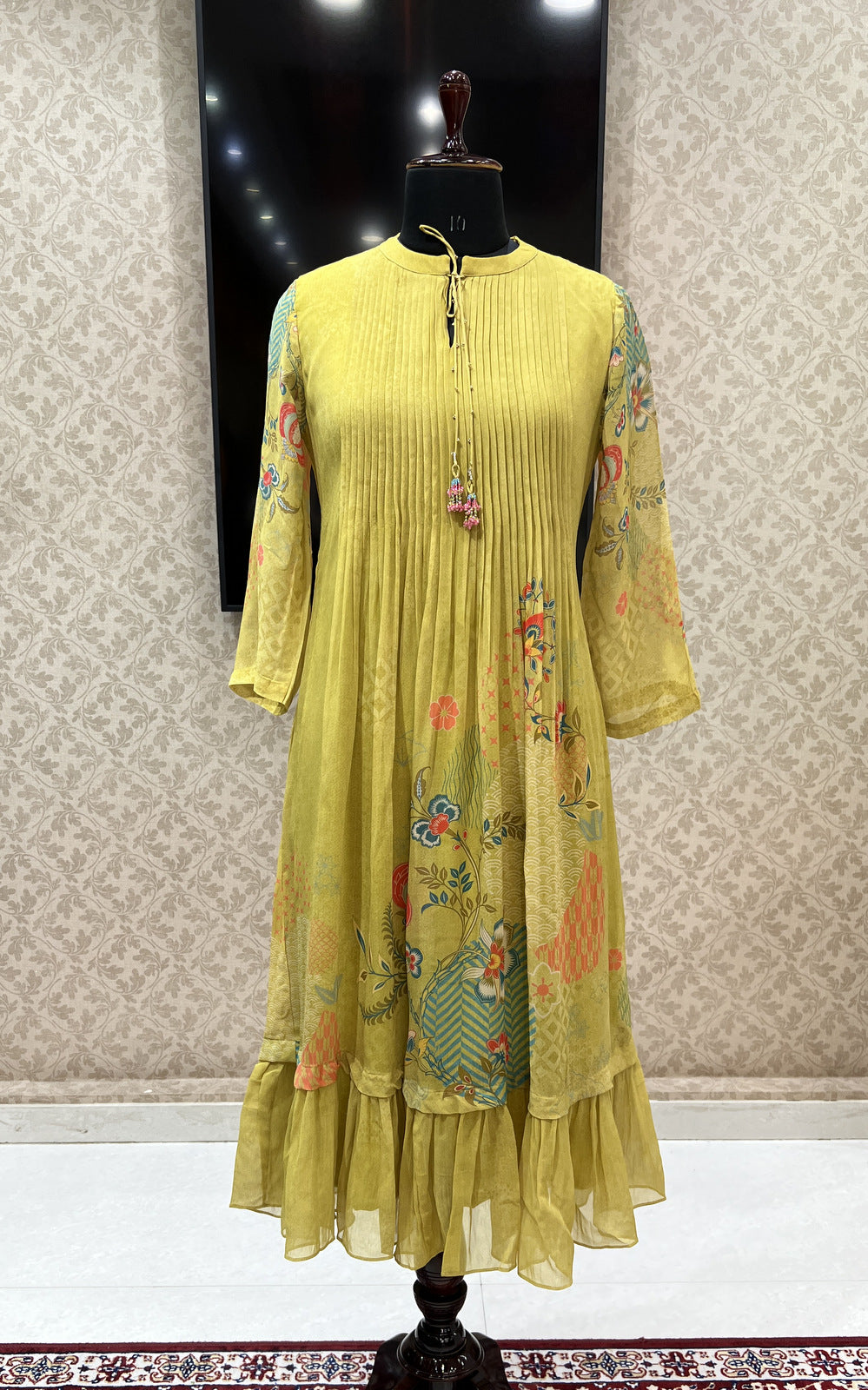 Light Green Digital Print Anarkali Styled Kurti