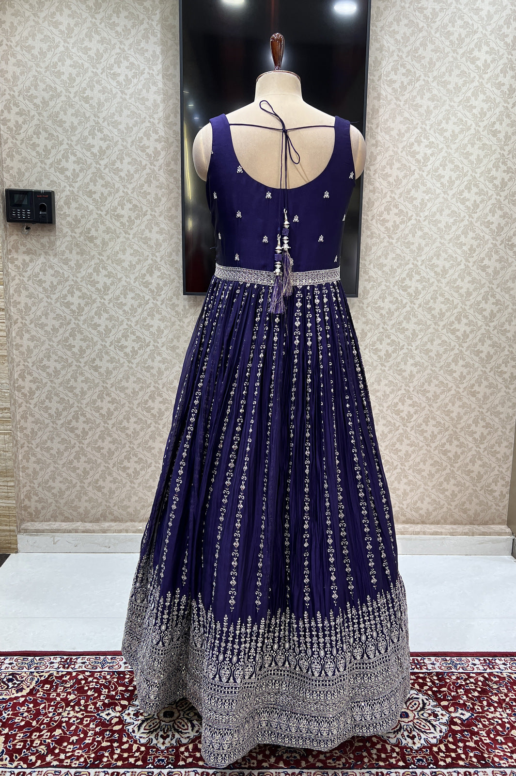 Purple Zari, Beads, Stone and Zardozi work Floor Length Anarkali Suit