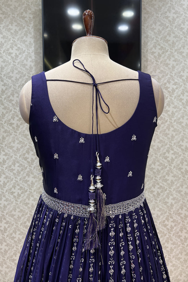 Purple Zari, Beads, Stone and Zardozi work Floor Length Anarkali Suit