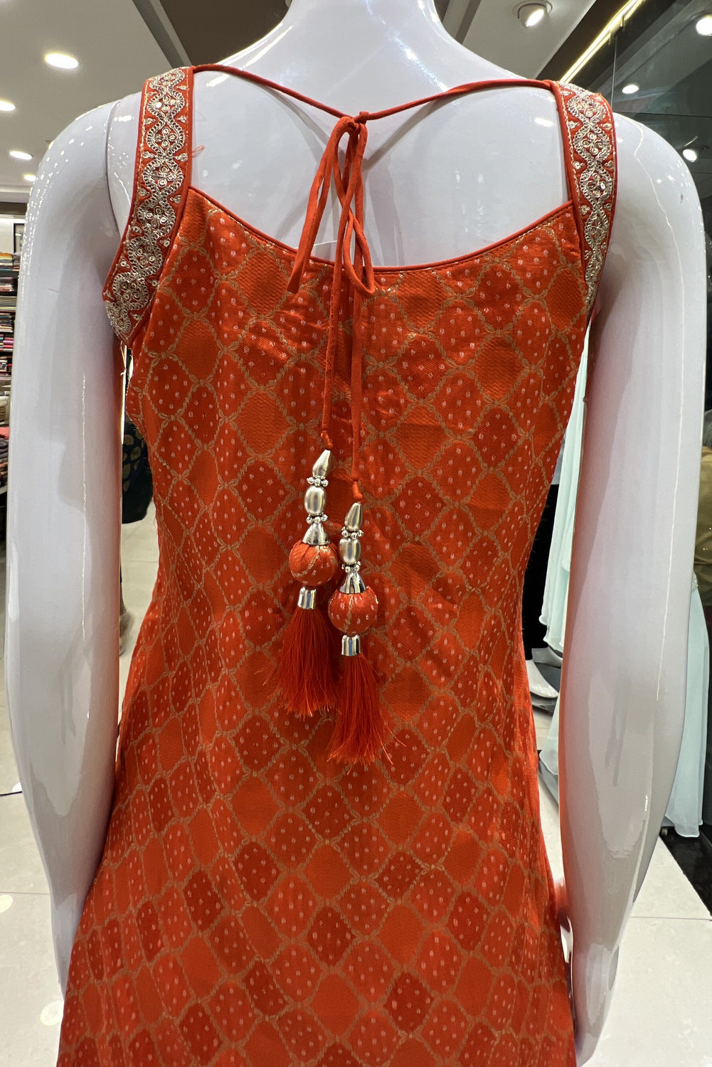 Orange Banaras, Zari and Sequins work Palazzo Salwar Suit