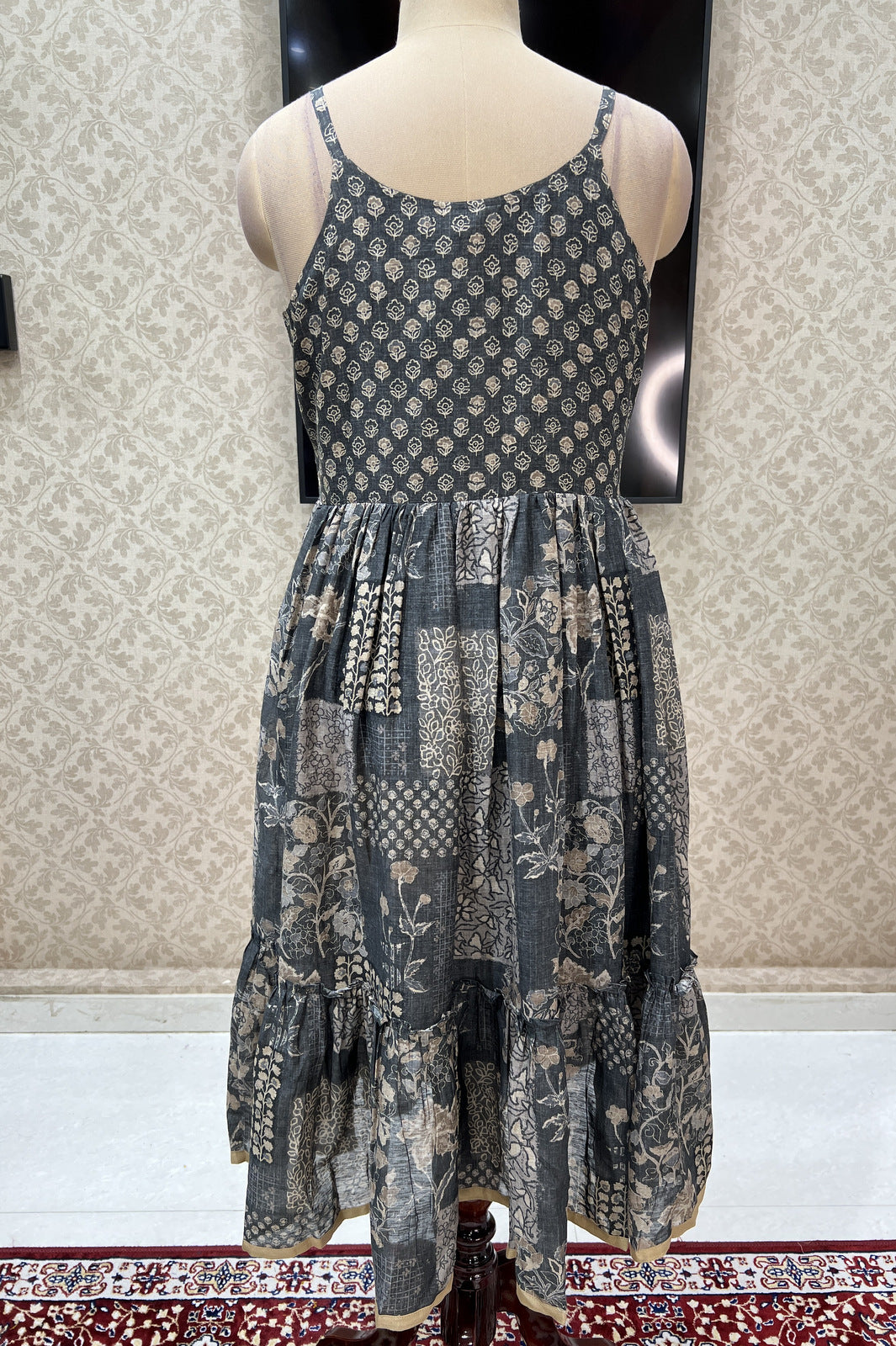 Grey Digital Print Anarkali Styled Kurti