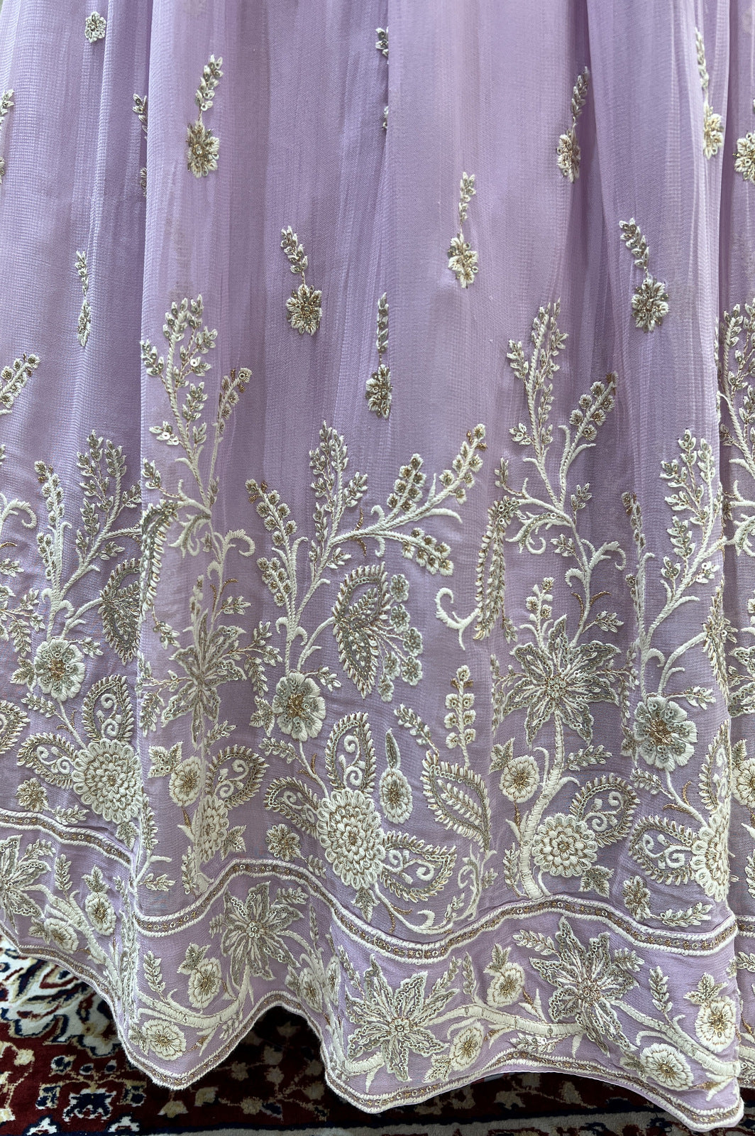 Lilac Embroidery, Sequins and Zari work Floor Length Anarkali Suit