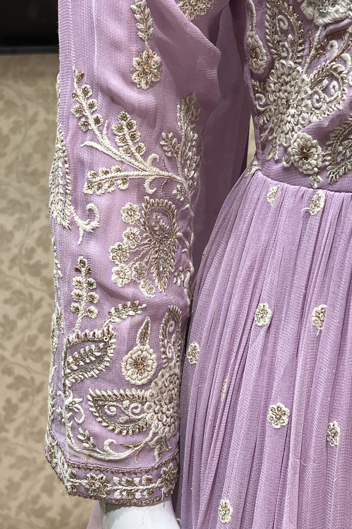 Lilac Embroidery, Sequins and Zari work Floor Length Anarkali Suit