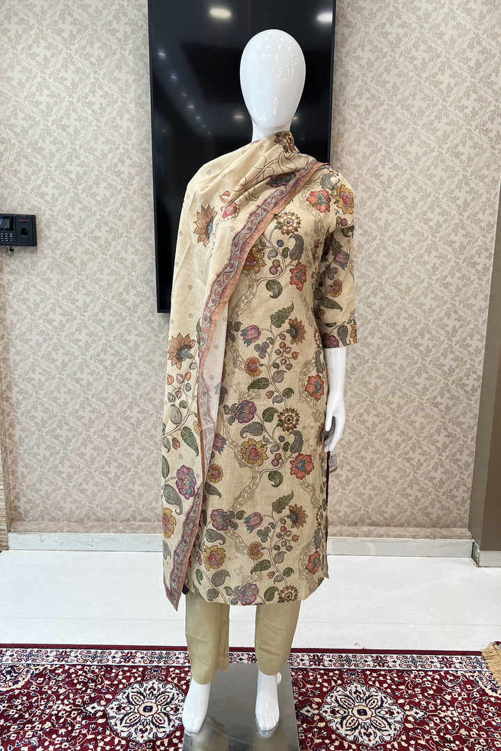 Sandal Floral Print Straight Cut Salwar Suit